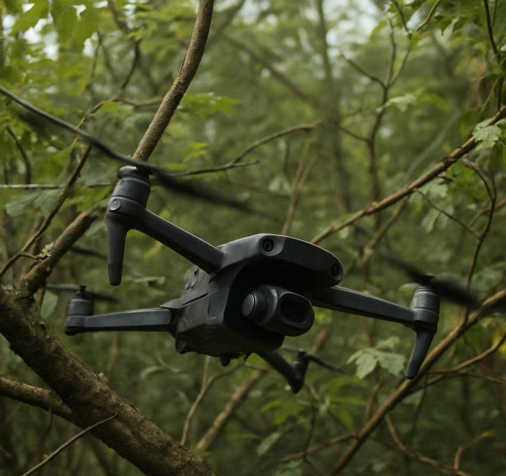 drone bay gần vật cản nguy hiểm